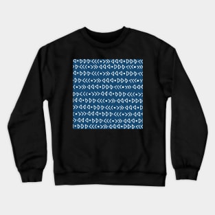 Dark Navy Blue and White Modern Triangles Hand Drawn Pattern Crewneck Sweatshirt